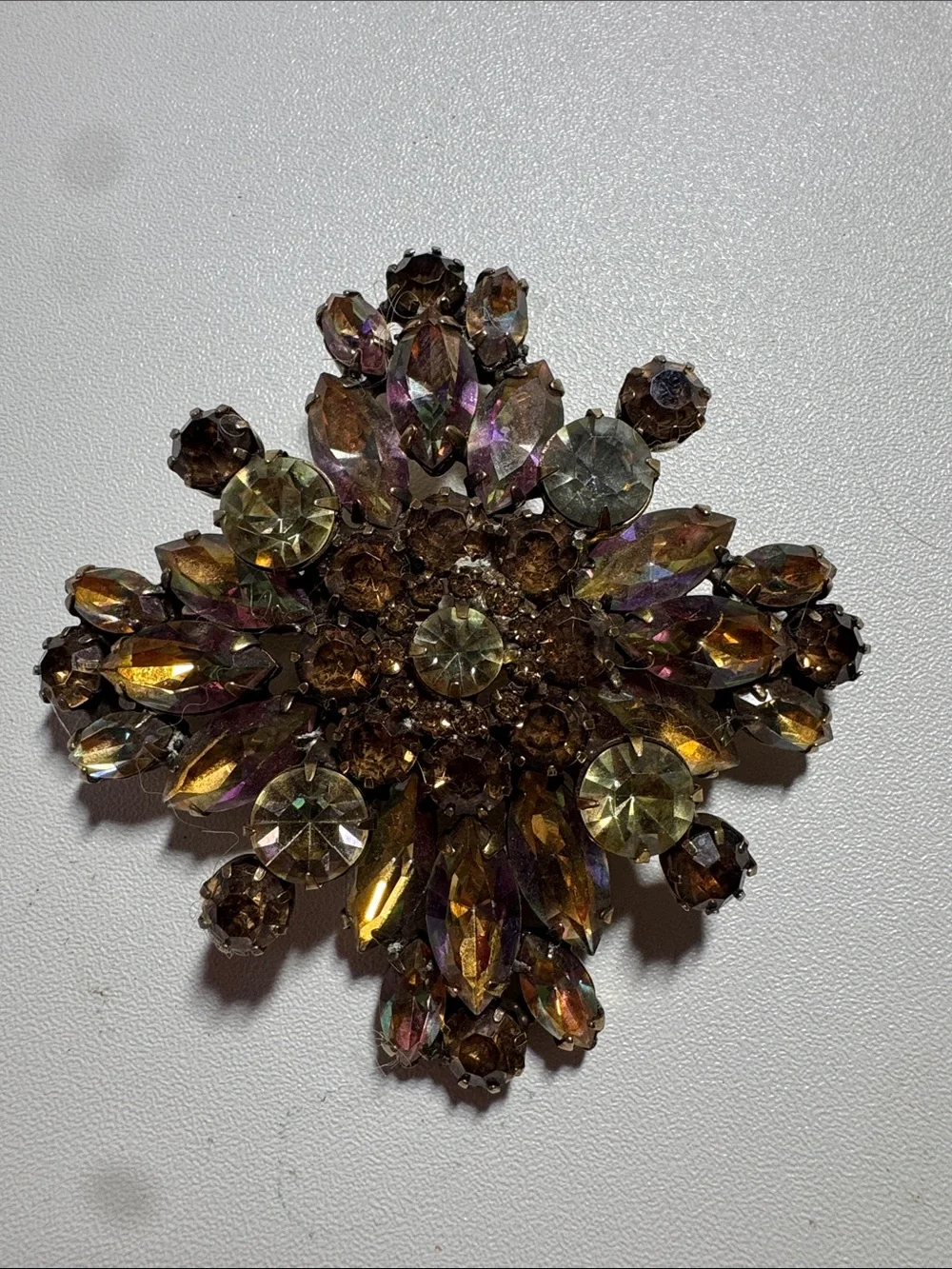 WEISS Aurora Borealis Rhinestone Brooch & Clip Earrings Set